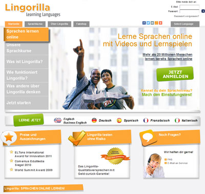 Lingorilla.com Startseite